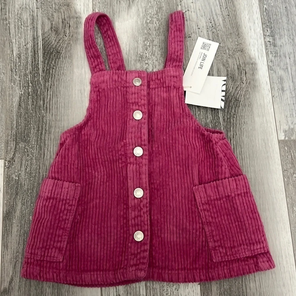 Zara Snaps Corduroy Pinafore Dress - Picture 5 of 8